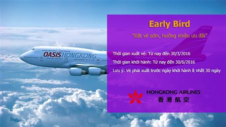 Hongkong Airlines triển khai chương trình khuyến mại Early Bird
