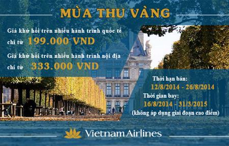 Vietnam Airlines mở chương trình khuyến mãi "Mùa Thu Vàng"